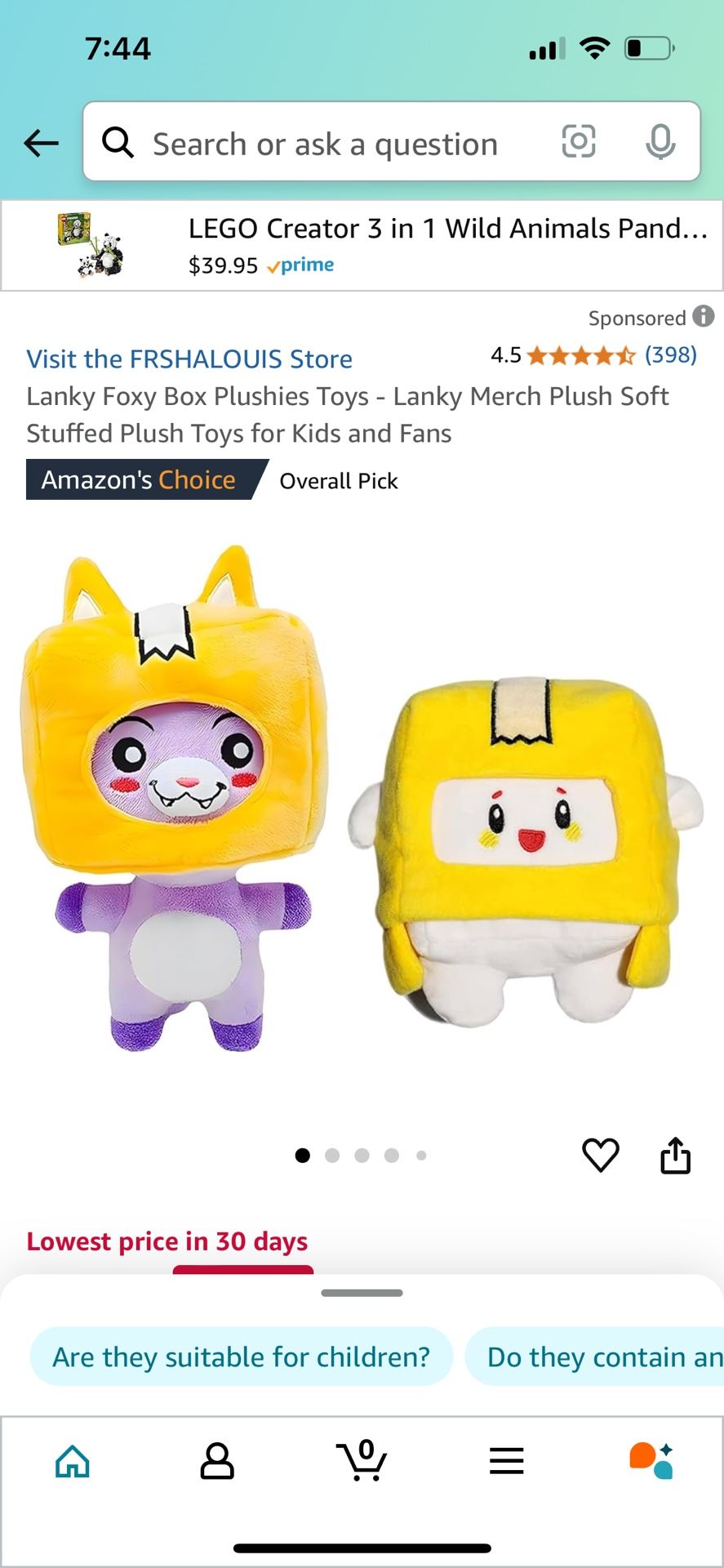 LankyBox Baby Fox and Boxy Plush Toy