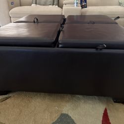 Brown Leather Ottoman