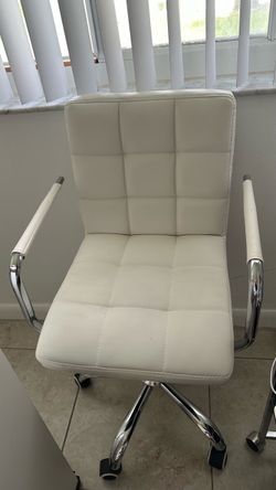 White Faux Leather Office Chair with Chrome Base
