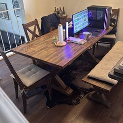 Dinning table, bench and 4 chairs