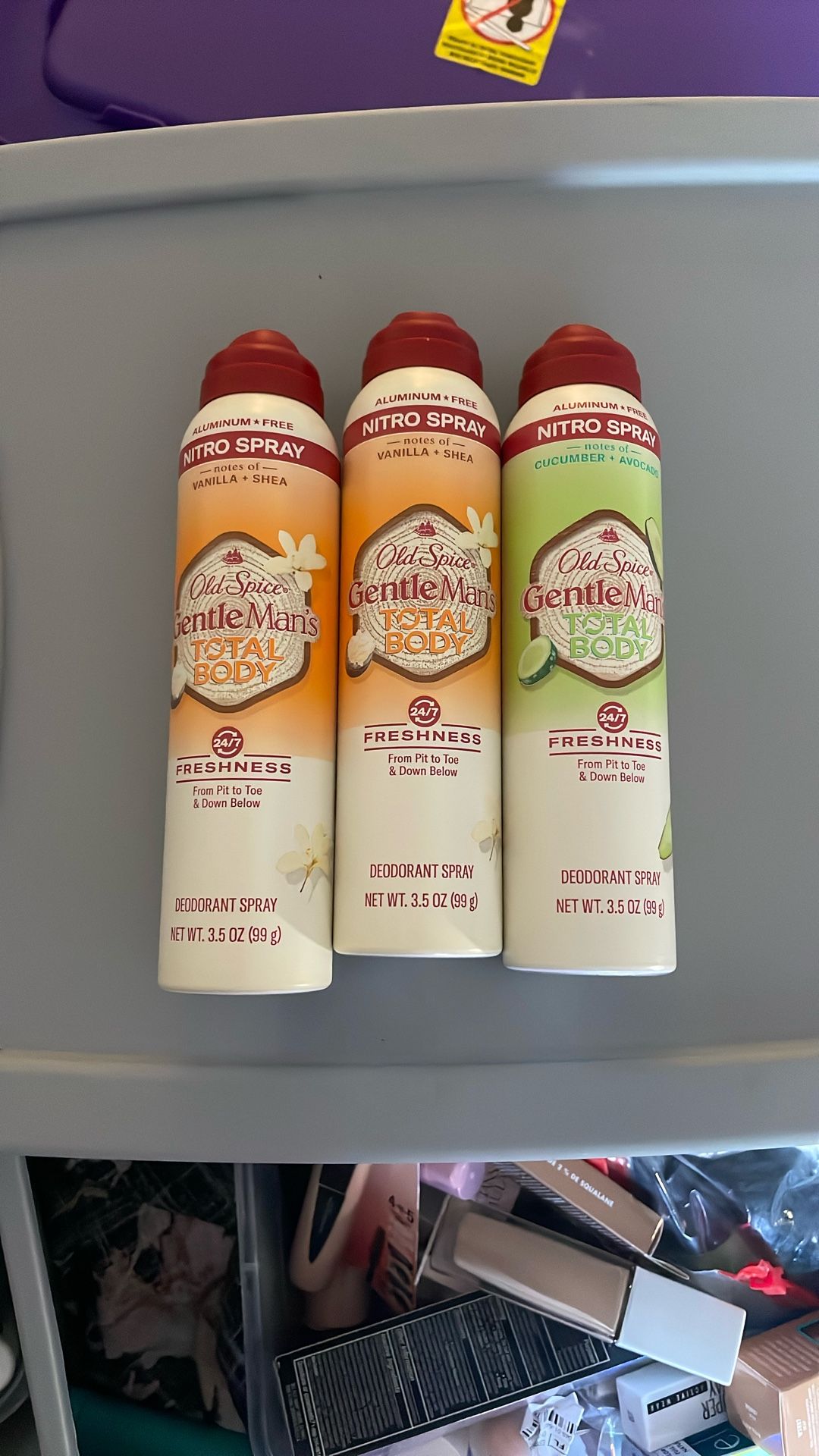 Old Spice Aerosol Whole Body Deodorant Spray for Men, Total Body Aluminum Free Spray Vanilla + Shea Cucumber Avocado  Full Size 