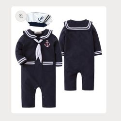 12-18 M.   Baby Boy Marine Sailor Cotton Romper Onesie 
