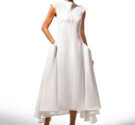 Bella Barnett Elegant White Sleeveless A-Line Midi Dress