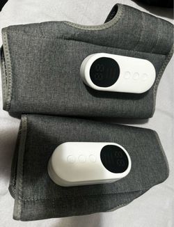 Air Compression Leg Massager with Heat, 3 Modes, Wireless Calf Massage Wrap (Pair) – Gray