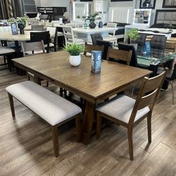 6pc Dining Set w/ Easy Glide Leaf Extension