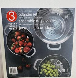 🔥 MIU 3 Piece 18/8 Stainless Steel Colander Set NEW