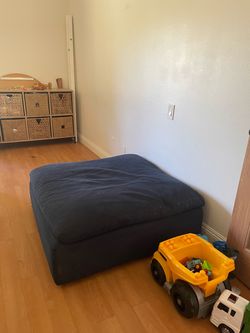 FREE- Large Navy Blue Upholstered Ottoman