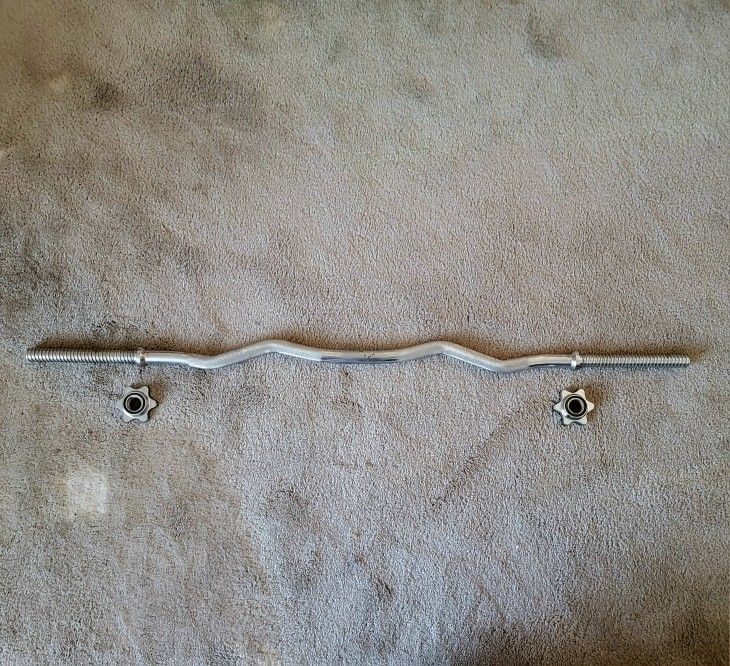 Curl Bar - Threaded with Star Collars - 1 Inch