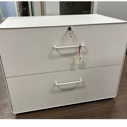 Poppin White 2 Door Locking Lateral Filing Cabinet