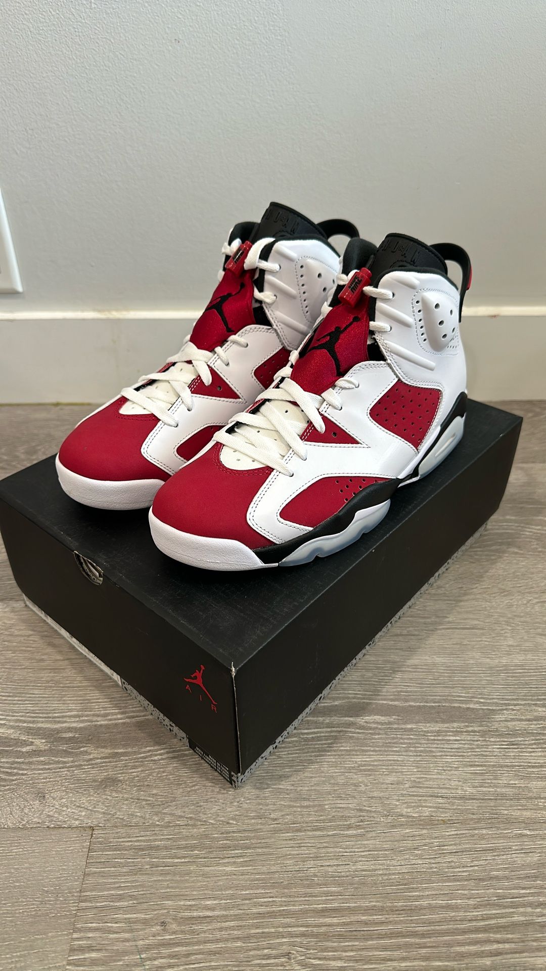 Air Jordan 6 Retro White/ Carmine-Black 9.5