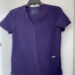 Figs Three Pocket Casma Scrub Top Purple Eggplant Women’s Size Small