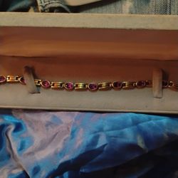 14K Gold Purple Amethyst Tennis Bracelet 925