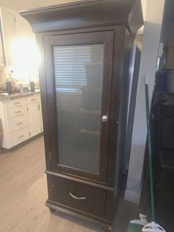 Dark Wood Armoire with Glass Door