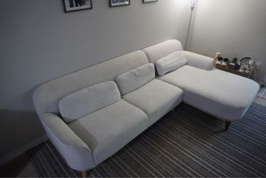 Light Gray Fabric Sectional Sofa with Chaise
