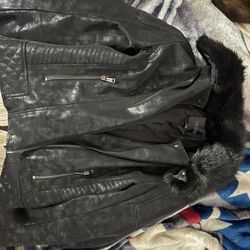 black coat with fur collar