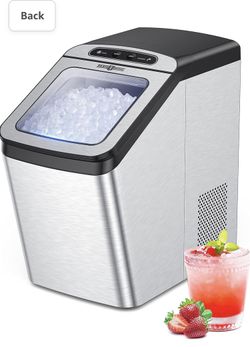 Nugget Ice Maker Countertop, Paris Rhône Pebble Ice Maker Machine, Thick Insulation, 30Lbs per Day, Self-Cleaning, Quiet Operation, Pellet Ice Maker, 