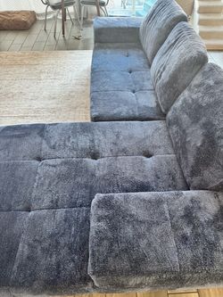 Cloud Couch / Sectional Sofa – Midnight Blue Corduroy – 106” Long