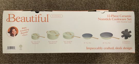 Beautiful 12 p. ceramic non-stick cookware set new