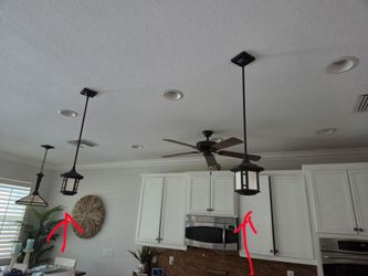 2 pendant lights. And 1 chandelier