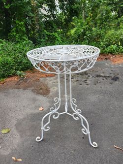 White metal table