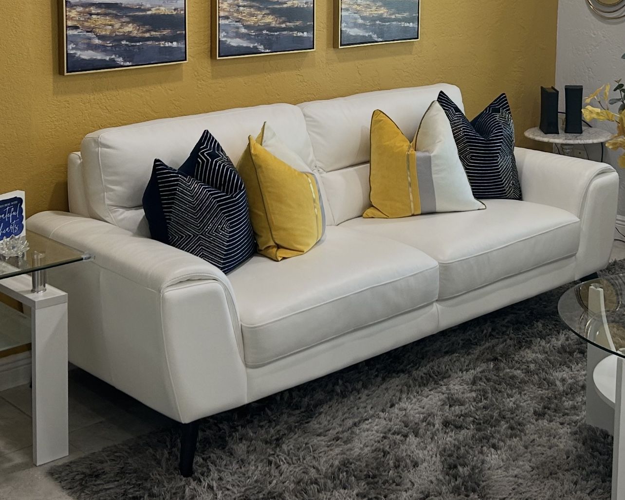 Leather White Sofa