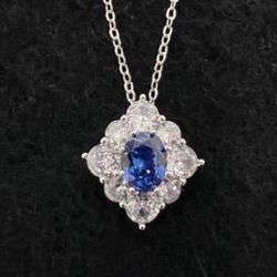 Blue CZ Sapphire pendant necklace
