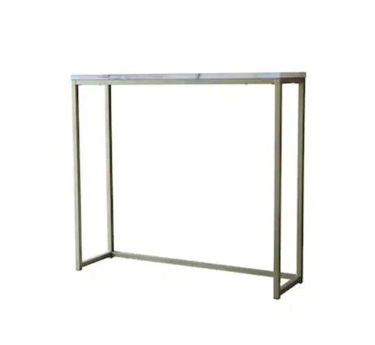 NIB White Faux Marble Console Table. Available In Gold Or Dark Grey. Not Assembled