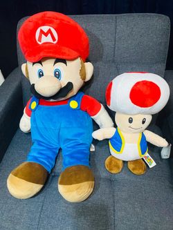 Super Mario and toad plush