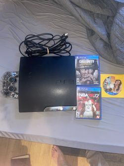PS3 Slim w/ AfterGlow Controller and 3 PS4 games