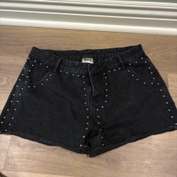 Women’s black studded shorts