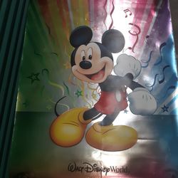 RARE MICKEY MOUSE/DISNEY WORLD FOIL POSTER