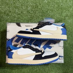 Jordan 1 Retro Low OG Leather SP Travis Scott Blue Fragment🌊