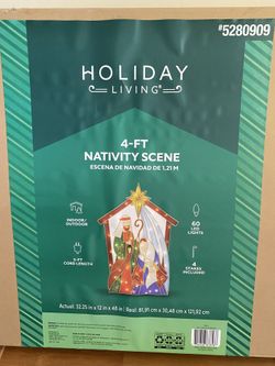 BRAND NEW 4FT Lighted Nativity Scene – Indoor/Outdoor Christmas Decoration