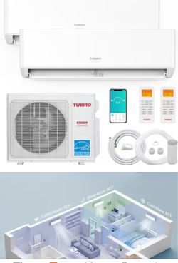 27,000 BTU Dual Zones 24 SEER2 Inverter Mini Split AC/Heating System, Ductless with Heat Pump, WiFi Enabled, (12K+18K)