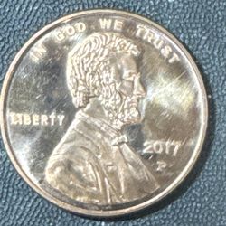 #105 2-Coin Copper Bundle – 1 oz .999 Fine Copper Franklin Half & 2017-P Penny Tribute Rounds – 2 oz Total 