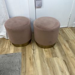 2 Pink Velvet Stools 
