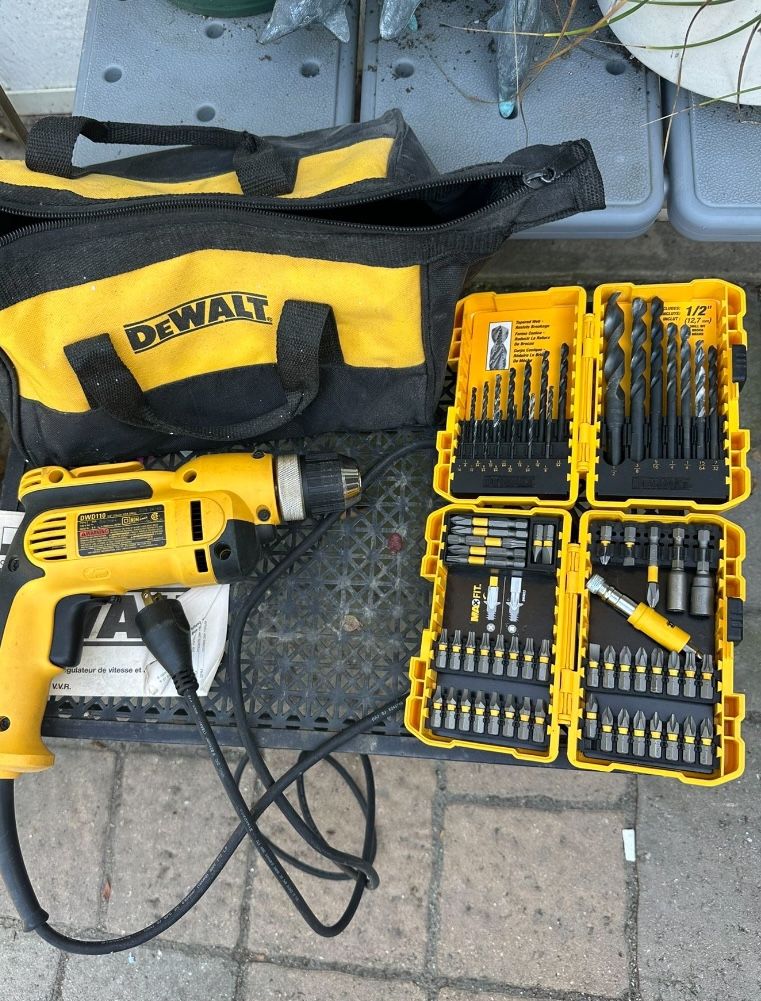 DeWalt Electric Drill and Bits Prices Listed in the description