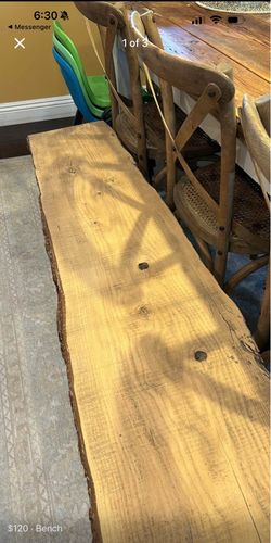 Real wood live edge entry bench