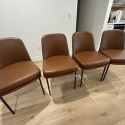 Jack Vegan Leather Metal Frame Dining Chairs (set of 4)