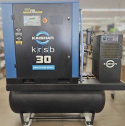 2022 Kaishan KRSB-30 Rotary Screw Air Compressor Package w/ Dryer & Tank