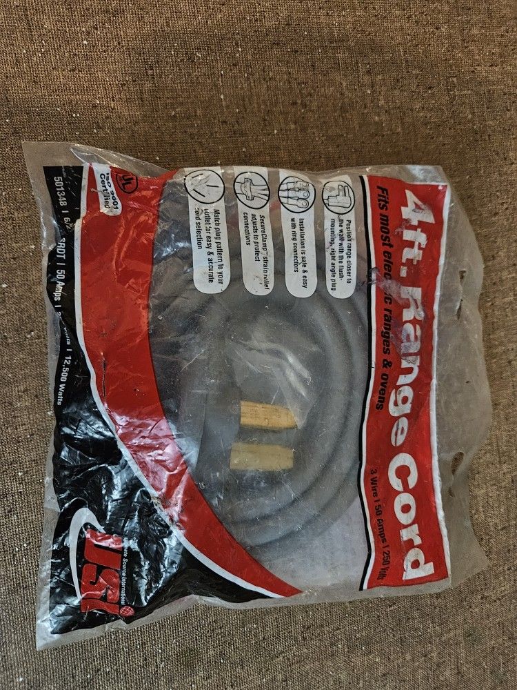 4 Ft 50 Amp 3 pronged Range Cord.