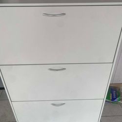 3 Tier PVC Shoe Cabinet for Entryway Modern Shoe Storage Rack with Flip Drawers