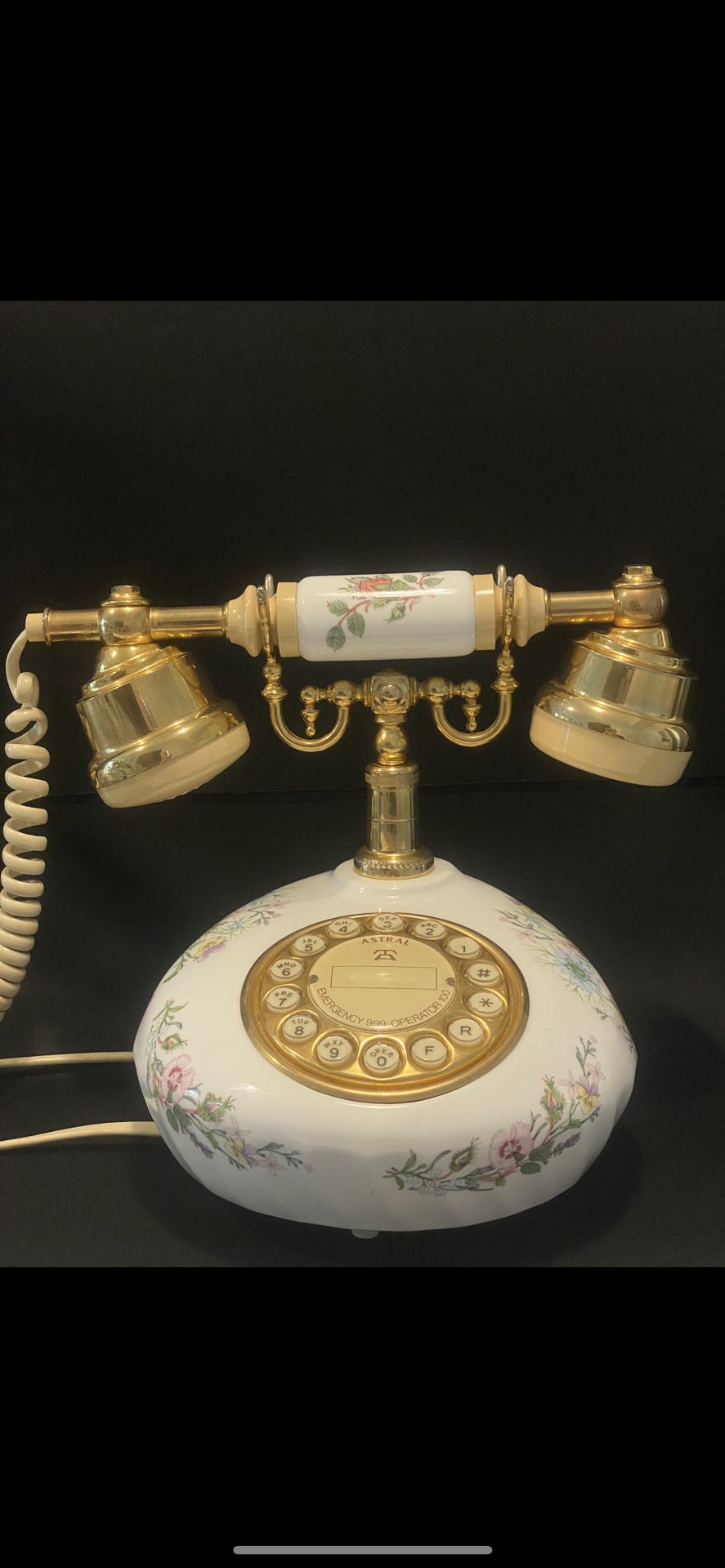 Vintage Aynsley Wild Tudor Fine Bone China England Dial Collectible Telephone .