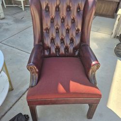 vintage oxblood leather wingback Chesterfield armchair 