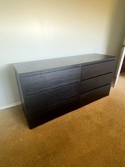 BLACK IKEA 6 DRAWER DRESSER