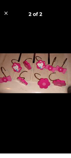 Hello kitty shower curtain hangers