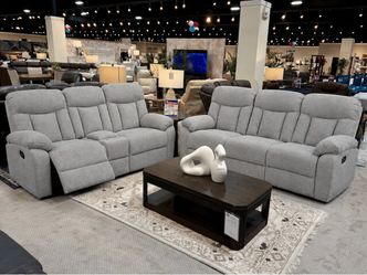 Fabric Reclining Sofa and Loveseat Set
