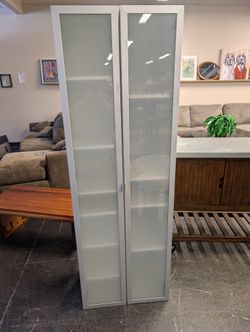Modern Frosted Glass & Aluminum Storage Cabinet