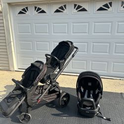 Peg Perego Double Stroller With Carrier & Base