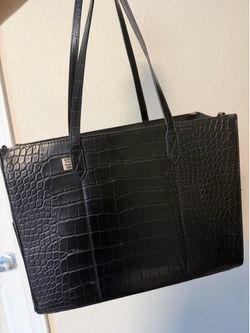 BÉIS Black Croc-Embossed Tote Bag